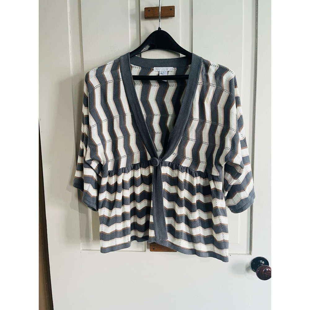 Design History Cardigan Sweater Womens Gray Brown Knit Button Small Boho